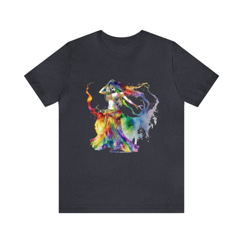 Rainbow Belly Dancer in Motion - Short Sleeve Tee Heather Navy